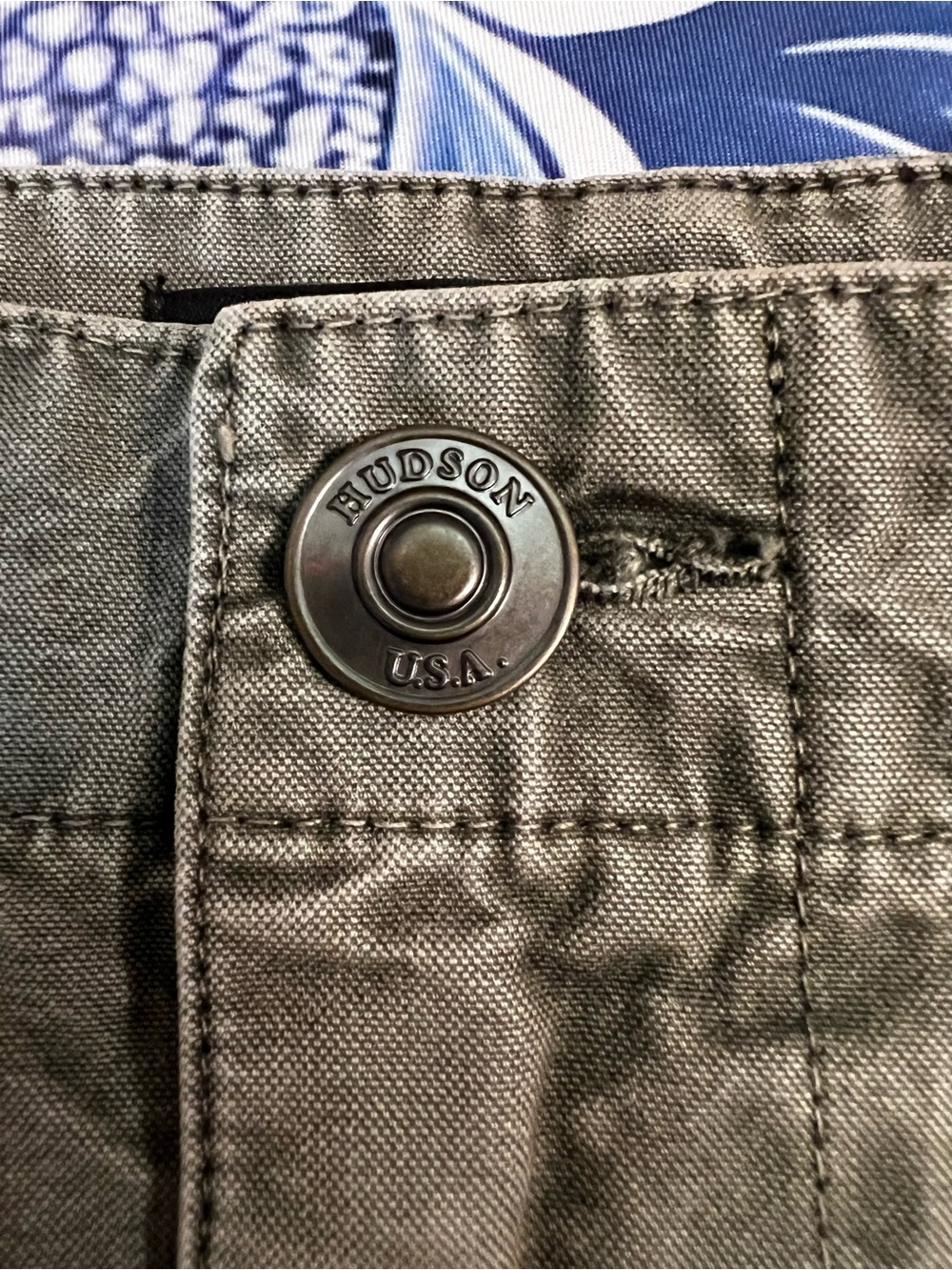 HUDSON Olive Green Canvas Skirt with Branded Metal Button - Picture 5 of 14